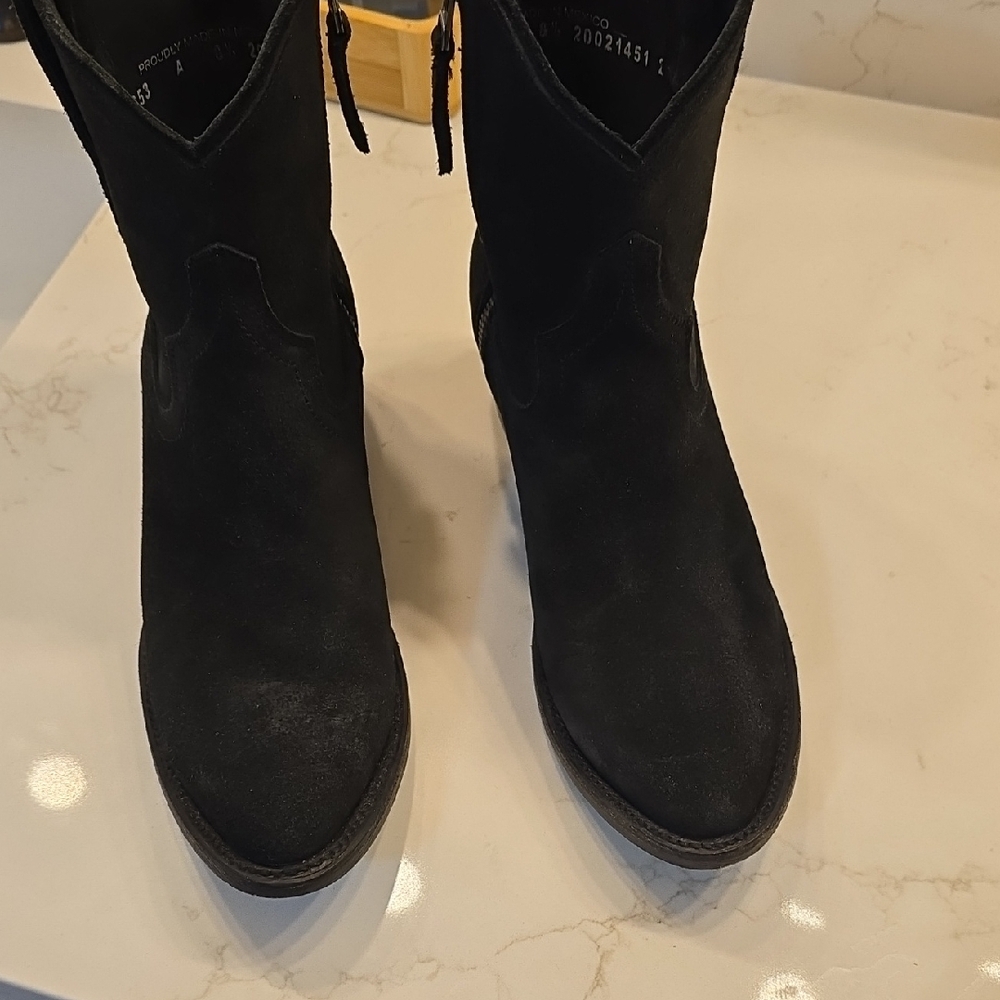 Lane Plain Jane Black Suede Ankle Boots - Picture 5 of 10